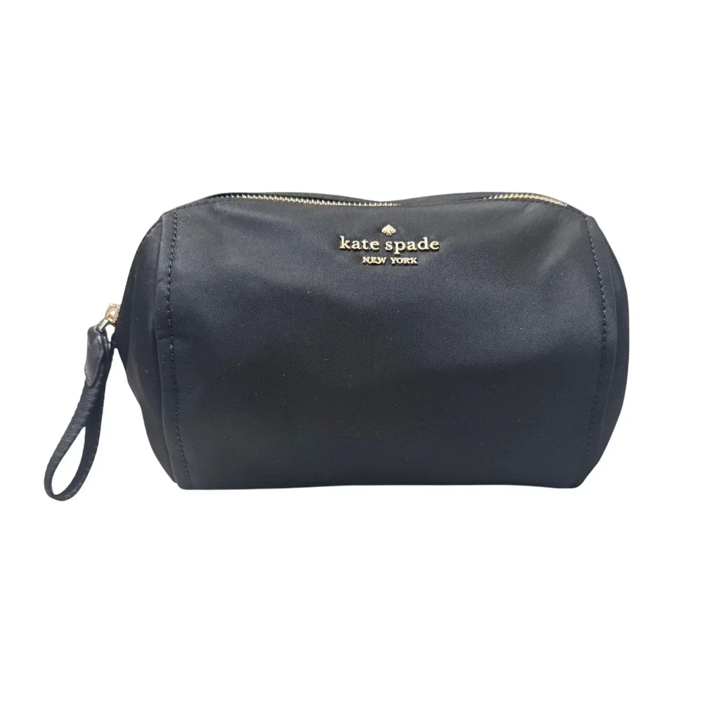 Kate Spade Chelsea Cosmetic Bag Womens Medium Black Excellent Nylon WLR00618